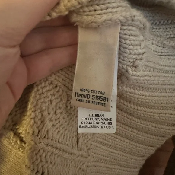 L.L. Bean Cream Cable Knit Cardigan - Picture 4 of 4